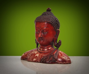 Estatua de Cabeza de Buda de Resina Hecha a Mano con Acabado Grabado, Decoración para el Hogar, Arte Espiritual, Escultura, Busto de Buda de 6.5x3x6 Pulgadas - Product Image 2