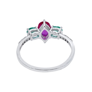 Buy Luxurious Accent Diamond Natural Ruby <b>Emerald</b> Gemstone 925 Sterling <b>Silver</b> Women <b>Ring</b> Birthday Wedding Jewelry Wholesale - Product Image 3
