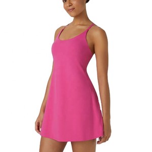 Best Quality Pink Sleeveless Women's <b>Tennis</b> <b>Dress</b> Lightweight Sleeveless Crew Neck Breathable Sportswear Uniforms - Product Image 2