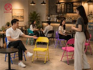 Chaise pliante classique en acier - Utilisation en restaurant et commerciale, imperméable, écologique, durable - Product Image 4