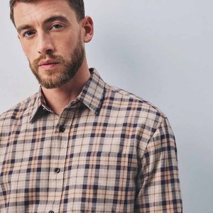 Chemise en flanelle à carreaux à manches longues pour homme, coupe classique, tissée, décontractée, col rabattu, manches longues, boutonnée, 100% coton - Product Image 5