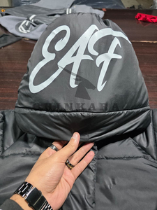 Custom High Street Canvas Stand Collar Front Logo Men's Winter Puffer Jackets <b>Quilted</b> Polyester Filling Waterproof Eco-Friendly - Product Image 3