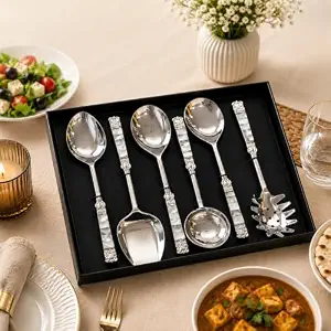Nouvel arrivage : Ensemble d'ustensiles de service en métal de style européen, design indien, prix abordable, luxe, hydrofuge, sans danger pour les aliments, pour la maison - Product Image 4