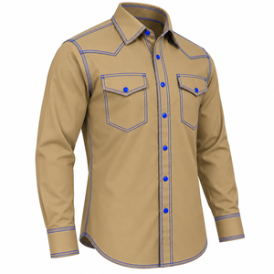 Custom Logo Men FR <b>Shirt</b> <b>Flame</b> Resistant Welding Workwear Heavy Duty Western Work <b>Shirt</b> Solid Color Custom Mens FR Work <b>Shirt</b> - Product Image 3