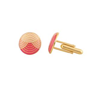 Mancuernillas Redondas de Lujo con Baño de Oro y Esmalte Rosa Melocotón para Hombre, Accesorios para Camisa Formal, Regalo de Boda o Negocios, Mancuernillas de Diseño - Product Image 3