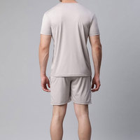 Ensemble t-shirt et short pour homme, couleur unie, séchage rapide, col rond, vêtements décontractés d'été, coton extensible, logo imprimé personnalisé