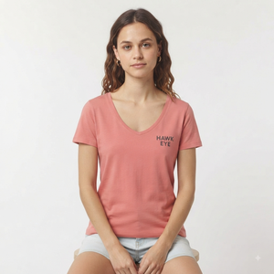 T-shirt rose à col rond pour femme, manches courtes, couleur unie, décontracté, respirant, 100% coton jersey, coupe classique, pour le printemps et l'été - Product Image 1