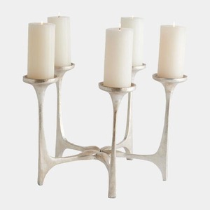 Candelabro Ritual de Cinco Brazos, Plateado, Metálico, Soporte para Velas, Decoración Duradera para el Hogar - Product Image 3