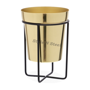 Gold Iron Powder Coated Durable Multi-Purpose Modern Classic Outdoor & Indoor Floor Planter with Drainage - Product Image 1