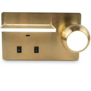 Modern LED <b>Wall</b> Lamp <b>with</b> Glass Shelf USB Port Warm White Round Shade On/Off <b>Switch</b> OEM/ODM Supplier - Product Image 1