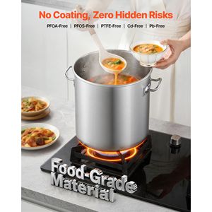 Pentola in Acciaio Inox da 21 Quarti con Coperchio in Vetro, Senza PFOA e PFAS, Compatibile con Fornelli a Gas - Product Image 2