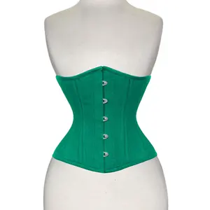 Corsets en coton vert doublement désossés les plus vendus Fournisseur de corsets originaux robustes de haute qualité Fournisseur de corsets