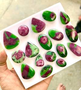 Natural Ruby Zoisite Cabochon Loose Gemstone Mixed Shapes Pear Cut Pink Green Anyolite Stone for Jewelry Making Wholesale Bulk L - Product Image 2
