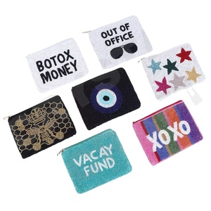 Portefeuille avec pochette à monnaie en perles de rocaille personnalisé Design Out Of Office Beau porte-monnaie avec accessoires à la mode - Product Image 1