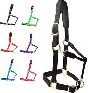 Harnais rose en nylon pour cheval avec rembourrage noir et boucles métalliques pour l'équitation et l'entraînement - Product Image 5
