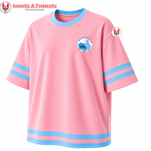 เสื้อยืดคัสตอม Jack & Jill of America ปักโลโก้ด้านหน้า สีชมพูและฟ้า แขนสั้น สำหรับทุกเพศ สไตล์กรีก - Product Image 5