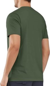 Camiseta de Manga Corta para Hombre, Cuello Redondo, Color Verde Sólido, Corte Regular, Estilo Casual, Tejido de Punto, 100% Algodón, Diseño Liso - Product Image 6