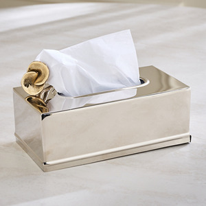 Caja de pañuelos de metal plateado popular con tapa floral tallada, soporte de lujo para pañuelos faciales, decorativo para mesa del hogar - Product Image 5