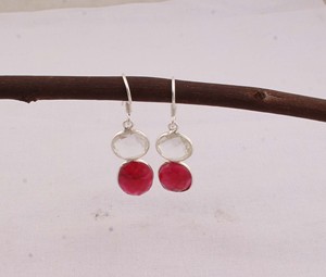 Boucles d'oreilles en rubis en gros, en argent sterling 925, bijoux artisanaux en pierres précieuses, fabricant de boucles d'oreilles pendantes en cristal rouge véritable - Product Image 6