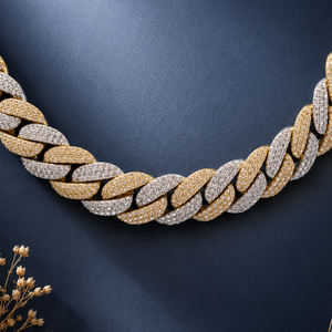 18ct Yellow Gold Diamond Cuban Link <b>Necklace</b> for Men Luxury High Polish <b>Statement</b> Chain for Wedding Party Daily Wear Gift - Product Image 3