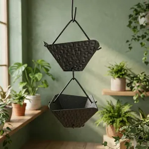 โซ่รับน้ำฝนสีดำแบบแขวน ดีไซน์รูปดอกไม้ สำหรับตกแต่งสวนกลางแจ้ง - Product Image 6