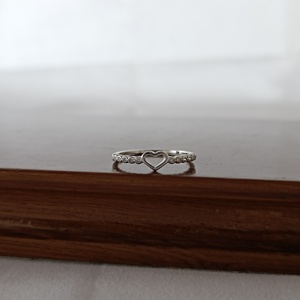 Namivaa 925 Sterling <b>Silver</b> Heart Charm Cubic Zirconia Micro-Insert Band <b>Ring</b> Women Minimalist Romantic Wedding Promise Gift - Product Image 2