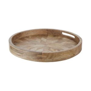 Bandeja redonda de madera de mango hecha a mano de primera calidad con acabado natural, plato decorativo duradero para cocina y comedor, estilo rústico elegante. - Product Image 6