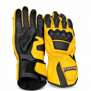 Guantes de Motocicleta Deportivos de Cuero Amarillo y Negro, Guantes de Carreras con Protección Completa en los Nudillos, Palma Reforzada, Personalizados OEM - Product Image 5