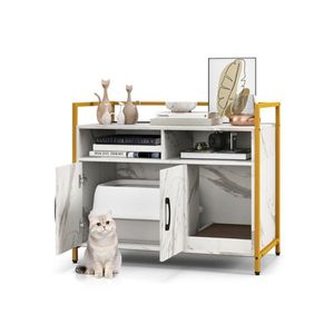 Lettiera per Gatti Bianca a Doppia Porta con Funzione Armadietto Laterale per le Esigenze Igieniche dei Gatti - Product Image 2