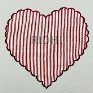 Ridhi Red Linen Placemats with Red Embroidery Heart Shape <b>Table</b> Placemat Reusable <b>Table</b> <b>Mats</b> Bulk for Hotels, Weddings & Events - Product Image 2