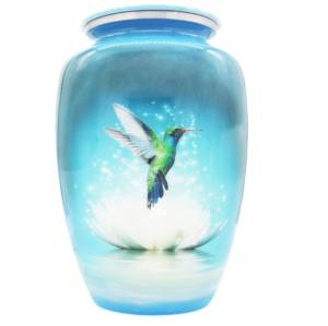Hummingbird Lotus Design Metal Urns for Ashes Serenity <b>Memorial</b> Adult Cremation Urns Decorative Metal Urns for Home Display - Product Image 1