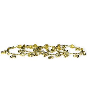 Limited Stock 24K Gold Plated Kashmiri Ghungroo Metal <b>Bangles</b> with Jhumki Floral Stones for Wedding-Perfect Gift - Product Image 3