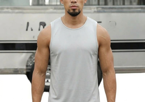 Camisetas sin mangas de punto de color liso para hombre, cuello redondo, secado rápido, holgadas, deportivas, de elastano/poliéster, para culturismo - Product Image 3