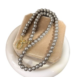Collier haut de gamme pour femme, version coréenne, en chanvre gris perlé, avec chaîne grand format de luxe discret pour pulls - Product Image 5