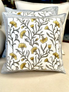 Floral Embroidered Cushion Cover: <b>Indian</b> Linen <b>Throw</b> Pillow - Product Image 1