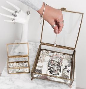 Customized Glass Jewelry <b>Box</b> With Metal Frame And Dividers For Rings And <b>Earrings</b> Storage Organizer - Product Image 6