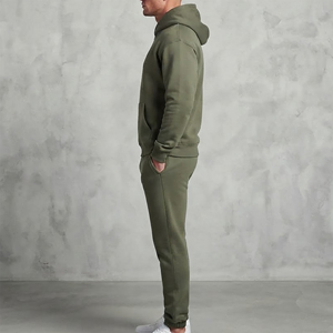 Ensemble sweat-shirt et pantalon de survêtement de qualité supérieure, couleur unie, épais, avec logo brodé personnalisé, vêtements d'hiver pour hommes - Product Image 2