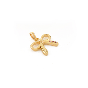 Elegante Conjunto Gypsy de Diseño Novedoso con Zafiro Rosa, Colgante Minimalista con Lazo, Oro Amarillo Real de 14K, Joyería para Uso Diario, Proveedor - Product Image 3