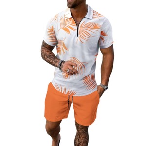 New Design 2026 Summer Casual Solid Men's Twin <b>Set</b> Short Sleeve T-Shirt and Shorts Two-Piece 100% Cotton <b>Knitted</b> Quick Dry - Product Image 4