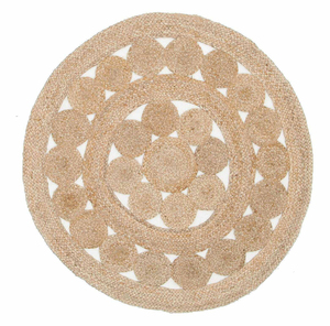 Newest Trending Indian Manufacturer Round Jute Rug Geometric Pattern Handmade Bohemian Style Flat Pile Living Room Decor - Product Image 1