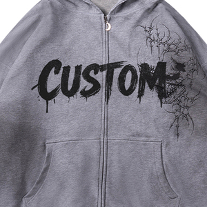 Sudadera con capucha Glory Custom Screen Print Oversized Sun Fade de calidad premium, 100% algodón, con cierre de cremallera, para streetwear, unisex. - Product Image 3