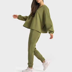 Conjunto deportivo de 2 piezas para mujer, de algodón, corte holgado, cómodo, con sudadera y pantalones deportivos. - Product Image 5