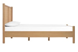 Modern Rattan <b>Headboard</b> and Footboard <b>Bed</b> Frame Wooden Bedstead Natural Wood Color and Natural Panel <b>Bed</b> for Hotel Home Bedroom - Product Image 3