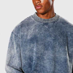 Sweat-shirt délavé à l'acide pour homme, vente directe usine 2026, avec logo personnalisé, couleur unie - Product Image 5