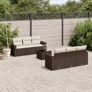 Conjunto de sofás de jardín de ratán PE marrón modular de 7 piezas - Product Image 1