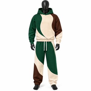 Ensemble de survêtement hiver 2 pièces sur mesure, tendance, épais, avec sweat à capuche oversize et pantalon de jogging - Product Image 2