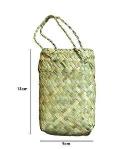 Sac fourre-tout tissé en jonc de mer, mini sac cadeau en lin Maori Kete 5-14cm, sacs en paille durables tissés à la main, vente en gros, exportation depuis l'usine du Vietnam - Product Image 6
