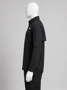 Camisa de Pesca para Hombre, Manga Larga, Negra, con Botones, Patrón de Camuflaje, UPF 50, Secado Rápido, 100% Poliéster - Product Image 4
