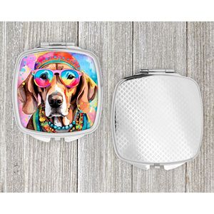 Espejo de maquillaje de viaje para mujeres y niñas, diseño compacto plegable de mano con regalo decorativo Hippie Dawg para los amantes de Weimaraner - Product Image 4