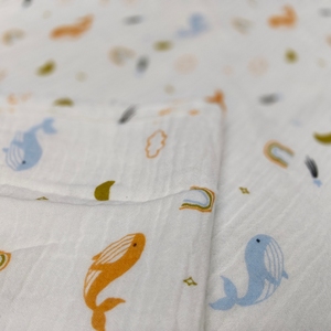 Organic Bamboo Cotton Double Layer <b>Printed</b> Fabric Quick-Dry Lightweight Soft Breathable for <b>Nursery</b> Baby Clothing - Product Image 5